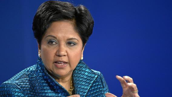 Photo of Indra Nooyi, Chairman and Chief Executive Officer, PepsiCo, USA, at the Annual Meeting of the World Economic Forum at the congress centre in Davos, January 24, 2014. 