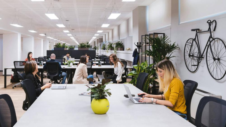 Young people laughing in the office